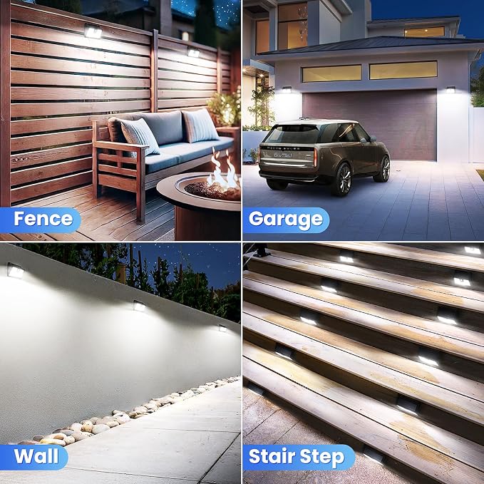 [10 Packs] Solar Motion Sensor Outdoor Lights, Super Bright Solar Lights Outdoor Waterproof, 3 Lighting Modes Security Wall Light for Outside Walking Dog Fence Backyard Deck Garden Door Step Garage