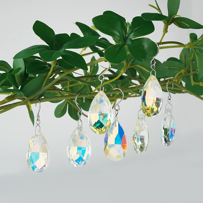 10pcs Crystal Sun Catcher Hanging Teardrops Chandelier Parts Prisms Decor | Crystal Sun Catcher, 38mm Hanging Crystal, Chandelier Parts, Prism Pendants with Hook, Crystal Christmas Ornaments Home Decor