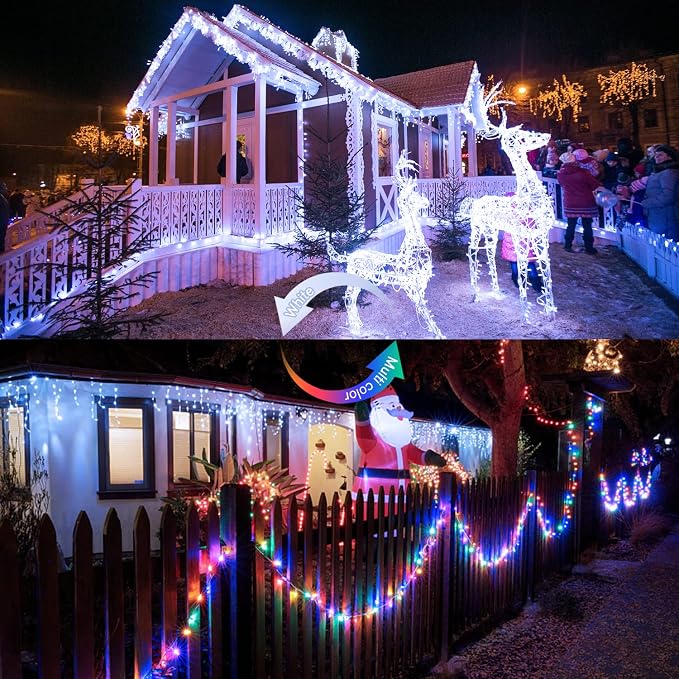 JMEXSUSS 100 LED Cool White & Multicolor Christmas Lights Indoor | Color Changing String Lights Plug in, 33ft Christmas String Lights Outdoor Waterproof for Xmas Tree Indoor Decor