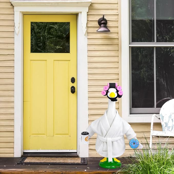 Lady Porch Goose Outfit Bathrobe Goose Outfit for 17/23" Outdoor Statue | Funny Porch Goose Outfits, Bathrobe Lawn Goose Outfit, Spring Summer Goose Outfit for 17/23" Lawn Geese for Garden Decoration