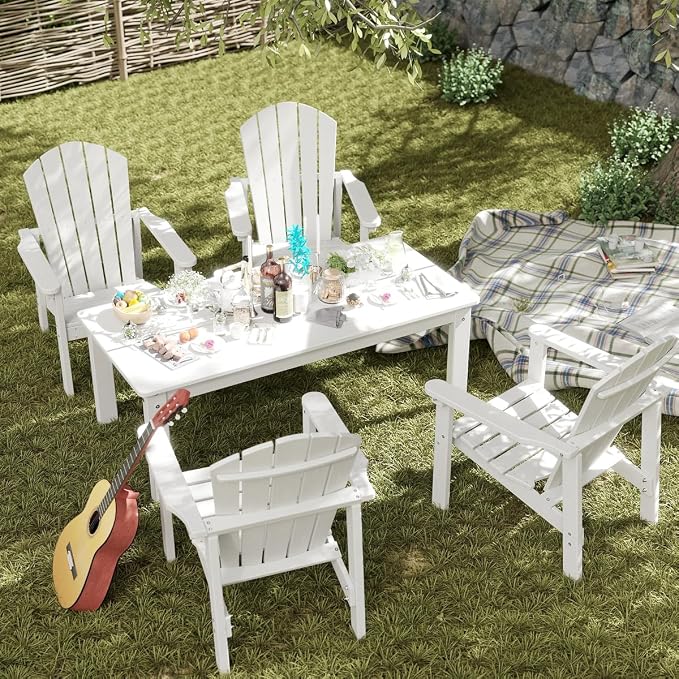 nevilywood Adirondack Coffee Table, White, 47.3" x 22.7" x 17"