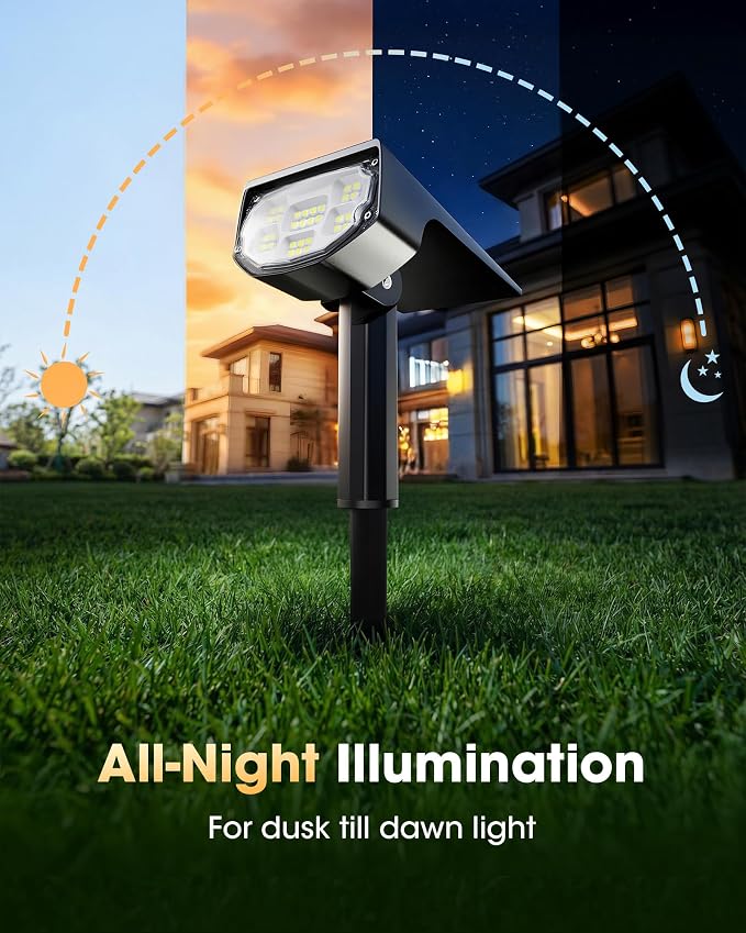 AloftSun Solar Spot Lights Outdoor Waterproof IP68, Solar Landscape Lights- 30 LED/2 Modes Solar Powered Spotlights,Landscape Lighting for Yard and Garden,White,6 Pack