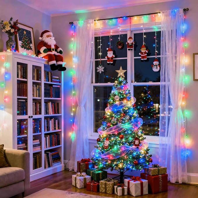 JMEXSUSS Connectable 91.5ft 250 LED Multicolor Christmas Lights Indoor | Christmas Lights Outdoor Waterproof, 8 Modes String Light Plug in for Wedding Party Garden Decorations