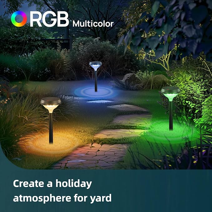 Linkind Solar Lights Outdoor 8 Pack, Color Changing Solar Pathway Lights | Multicolor/Warm White/Cool White Solar Lights Outdoor Waterproof for Walkway Yard Garden Landscape Driveway