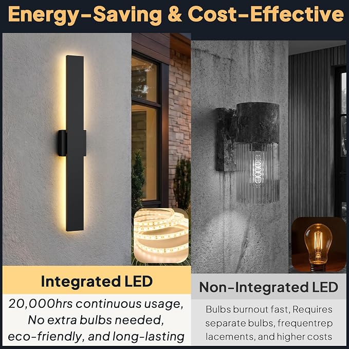 2 Pack LED Outdoor Wall Sconce Dimmable, 3000K 4500K 6000K, 31.5" Modern Black Linear Exterior Lighting Fixtures, IP65 Waterproof Outside Lights for Entrance, Hallway, Garage, Porch
