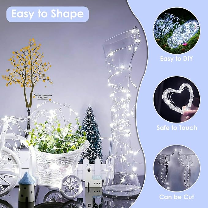 66FT 200 LED Fairy Lights Plug in, 8 Modes Twinkle Lights Cool White | Waterproof String Lights Outdoor Indoor, Memory, Timer, Copper Wire, Christmas Lights for Bedroom Garden Party Holiday Decor
