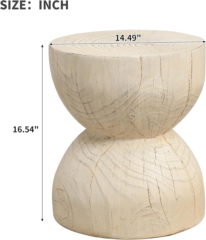 Christopher Knight Home 16.54" H Realistic Wood Vibe MGO Side Table Sculptural Hourglass End Table Indoor Outdoor Living Room Patio Balcony Decor Accent Table