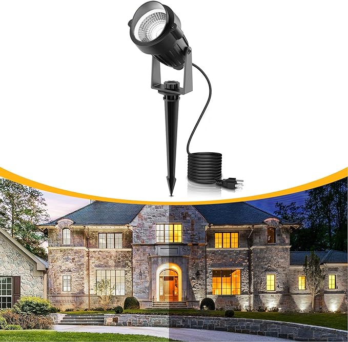 L LOHAS LED 5W Dusk to Dawn Outdoor Spotlight 6000K Landscape Light 1 Pack | Cool White Outdoor Landscape Lighting with Auto Sensor, Waterproof Yard Spotlight for Garden, House and Pathway Lighting