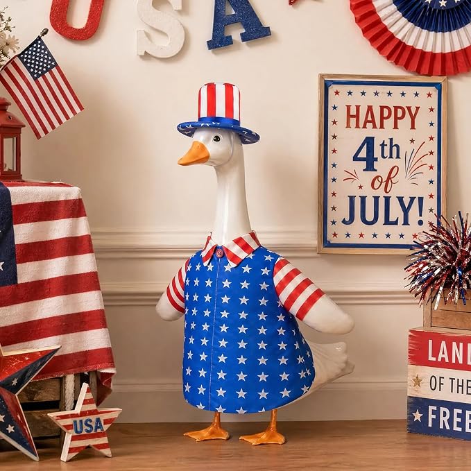 4th of July Goose Outfit with American Flag Patriotic Porch Goose Costume