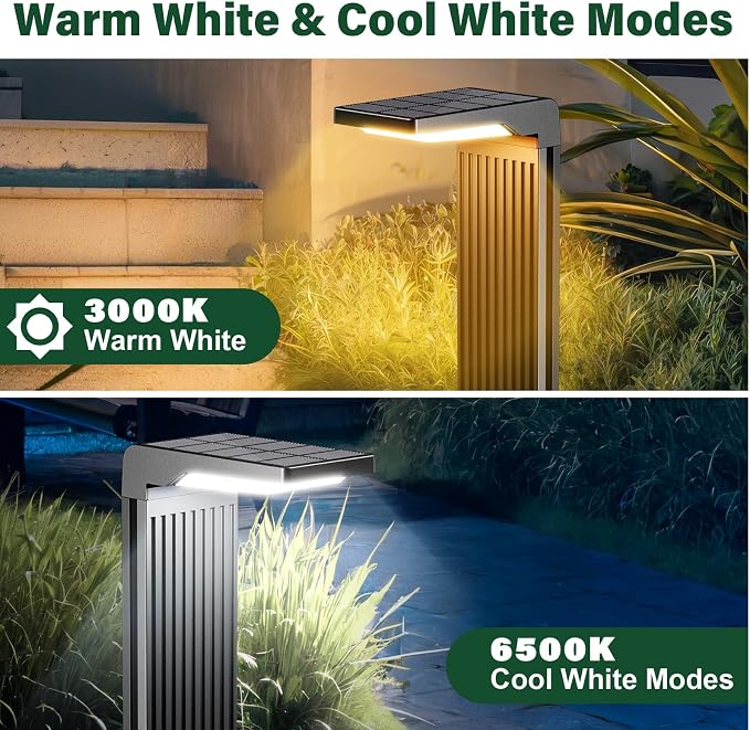 COXSENI Solar Pathway Lights Outdoor Warm/Cool White, 6Pack | 60LED, L Shape, IP65 Waterproof, Solar Powered Landscape Lights Outside for Path Driveway Lawn Patio Garden Yard