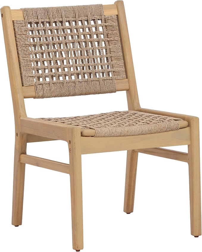 Christopher Knight Home Della Acacia Wood Dining Table Set for 6, 6 Piece Outdoor Dining Set with 70.75" Dinner Table, Bench and Armless Chairs, Patio Furniture Set for Dinner,Light Teak+Light Brown