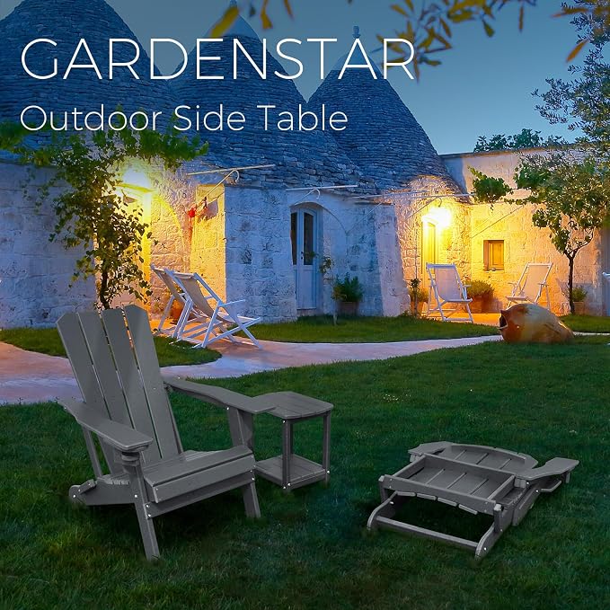 Adirondack Square Outdoor Side Table,2-Tier Storage Patio Side Table, HDPE End Tables for Backyard Pool Porch Garden Lawn