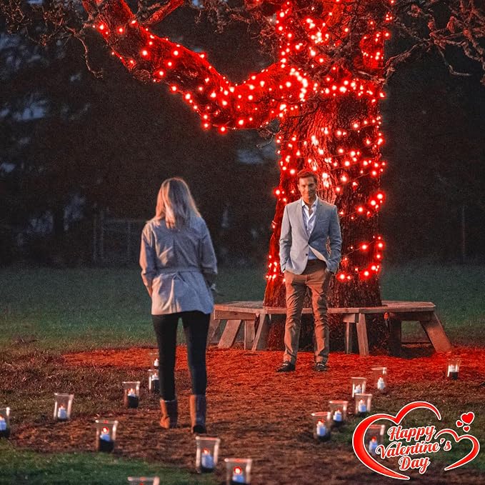 100FT 300 LED Christmas Lights Outdoor, Christmas Tree Lights, Red | Plug in 8 Modes Waterproof Connectable String Lights for Outside Patio Yard Halloween Holiday Decorations