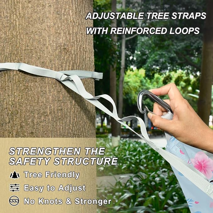 Camping Hammock Outdoor Hammocks for Outside Flamingo Bike Beach Trees Portable Lightweight with Pockets Tree Straps Indoor