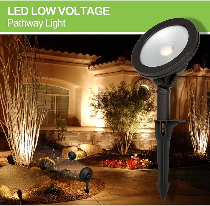 hykolity Low Voltage LED Landscape Wall Wash Light, Outdoor Spotlights | Die-Cast Aluminum, Waterproof Low Voltage Landscape Lighting, 7.4W 430LM 12V-15V, Wired Spot Lights for Tree Building, 4 Pack