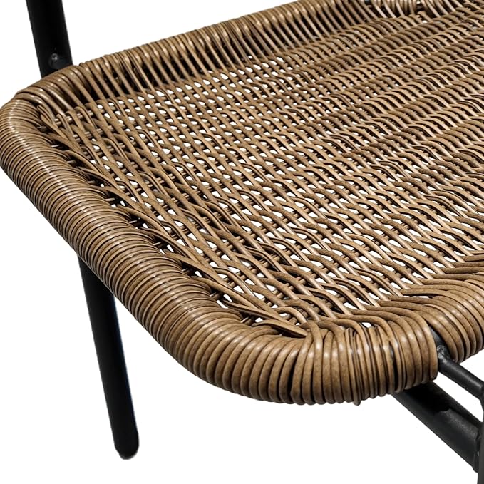 4 Piece Patio Chairs Set, Stackable Outdoor Rattan Chairs, Weatherproof Wicker Patio Seating for Balcony, Porch, Lawn, Small Patio Furniture Set for Backyard, Garden, Poolside, Brown