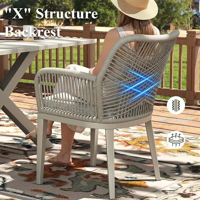 LayinSun Outdoor Dining Set for 10, 11 Pieces Patio Furniture Sets with Aluminum Dining Table and Rope Weave Chairs
