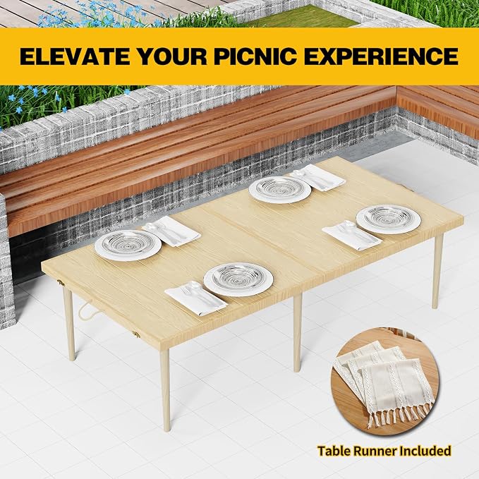 30x60 Inch Boho Low Picnic Wood Table - Foldable Design And And 2 Set Of Wood Table Leg For Sitting On The Floor Low Height Floor Picnic Table Encourage A Laid-back Vibe At Home Or In Nature