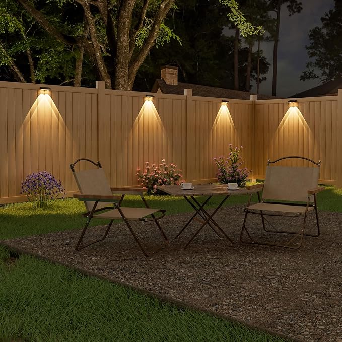Solar Fence Lights,12 Pack Solars Deck Light,Warm White Color,Outdoor Bulb Waterproof Led IP65,Power Patio Lamp with Lenses for Outside/Backyard/Railing/Yard(Black)