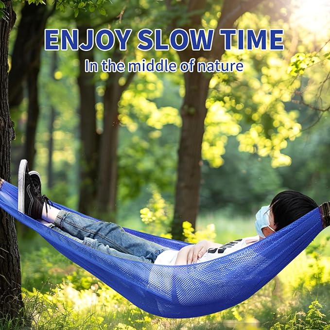 Outdoor Hammock, Load Bearing Camping Hammock, Travel Hammock with Storage Bag for Garden Beach Yard Travel (Blue)