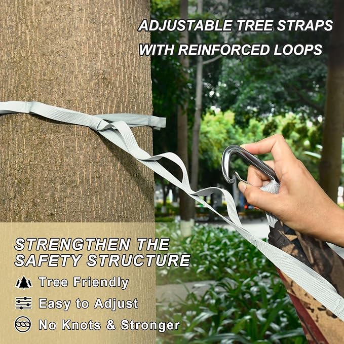 Gritty Military American Flag Outdoor Hammock with Tree Straps Cloth Hammock for Outside Patio Garden