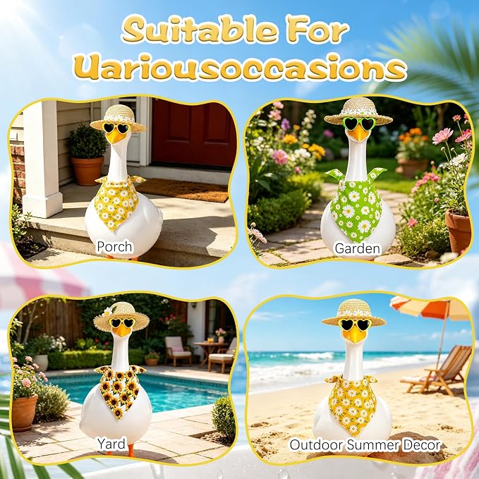 Porch Goose Summer Outfit,Hsummer Porch Goose Outfit,Porch Goose Bikini,Summer Garden Lawn Patio Yard Outdoor Decor (Flower Yellow)