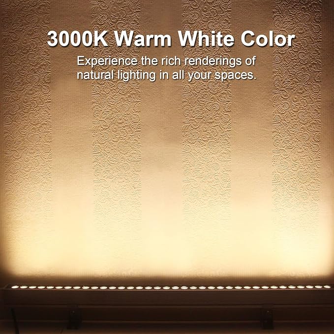 LED Wall Washer Light 36W 3000K Warm White – 4500LM 40″ Linear Light Bar, IP65 Outdoor Wall Wash Lighting for Landscape, Sign & Building, Plug-and-Play 120V Floodlight with 6.56ft Cord(Black)