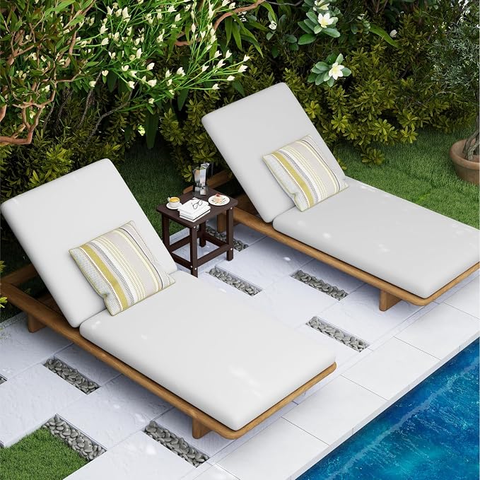 Set of 2 HDPE Outdoor Side Table, Weatherproof Small Outdoor Table for Adirondack, 16.6-Inch Patio Square End Tables for Garden, Backyard, Porch, Deck, Balcony, Poolside (Coffee)