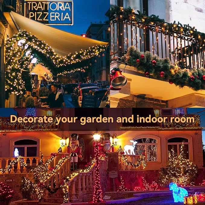 Battery Operated String Lights, 33Ft 100LED Warm White Fairy Lights, IP65 Waterproof Remote Control Timer 8 Modes for Christmas Garden Wedding Party Patio Indoor Outdoor Decor