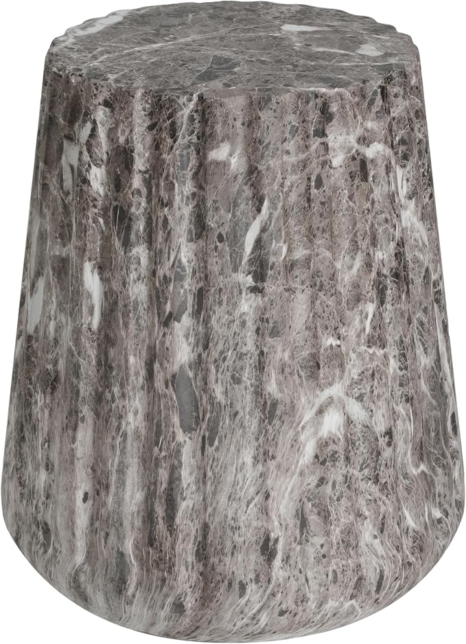 Outdoor Side Table 16" Geometric Shape Concrete Side Table, Patio Tables for Outside Decorative Garden Stools, No Assembly Accent Table for Patio Porch Living Room, Grey