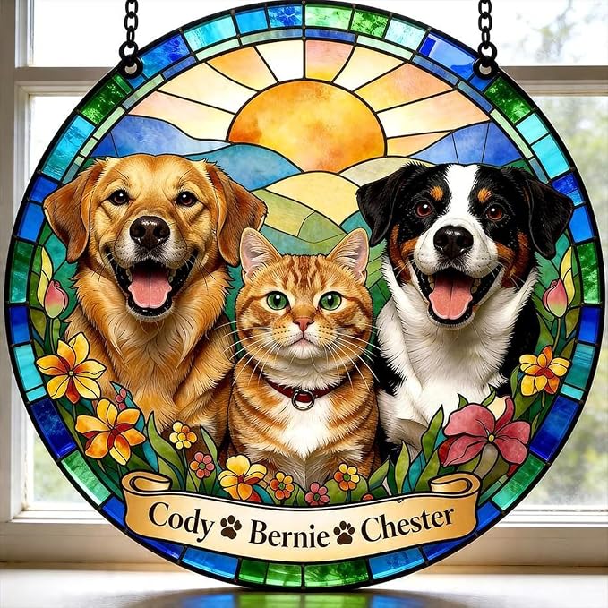 Personalized Pet Memorial Suncatcher Dog Cat, Pet Memorial Suncatcher, Custom Pet Loss Suncatcher, Gifts for Dog Lovers