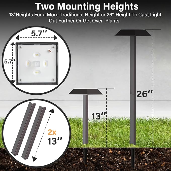 Super Bright 300 Lumens Solar Pathway Lights Outdoor, 2 Lighting Color Modes Warm White & Daylight, Waterproof Landscape LED Lighting for Walkway, Garden, Driveway, Yard – Easy Installation (4 Pack)