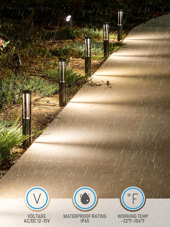 LEONLITE 10-Pack 3W LED Low Voltage Path Lights Aluminum 3000K Black | Landscape Pathway Lights, Outdoor Landscape Lighting for Driveway, Garden, 12-24V AC/DC, ETL, IP65 Waterproof, Warm White