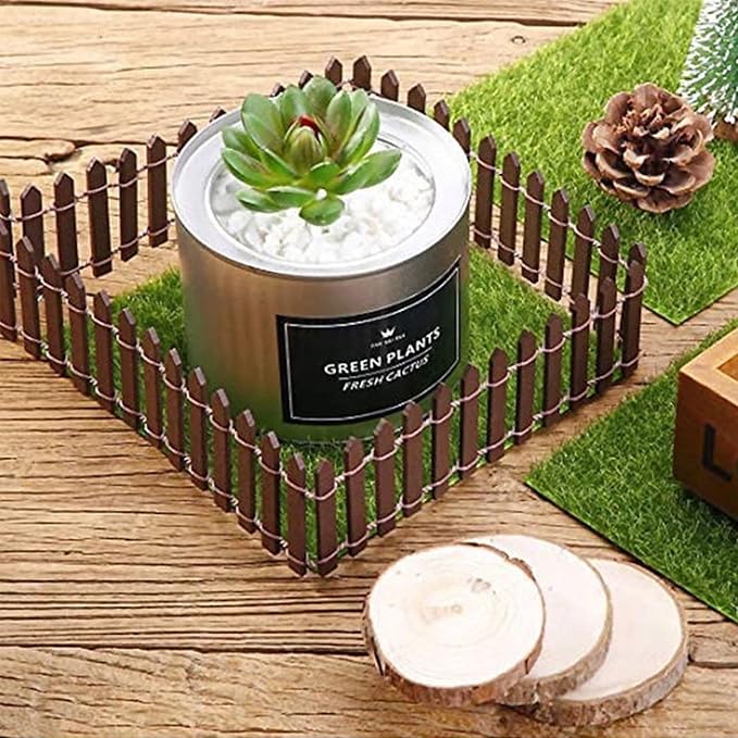 35 Inches Mini Fairy Garden Fence DIY Small Wood Decorative Picket Fence Micro Landscape Miniature Ornaments for Dollhouse, Crafts, Diorama Project, Plant Pot (Brown(2 PCS))