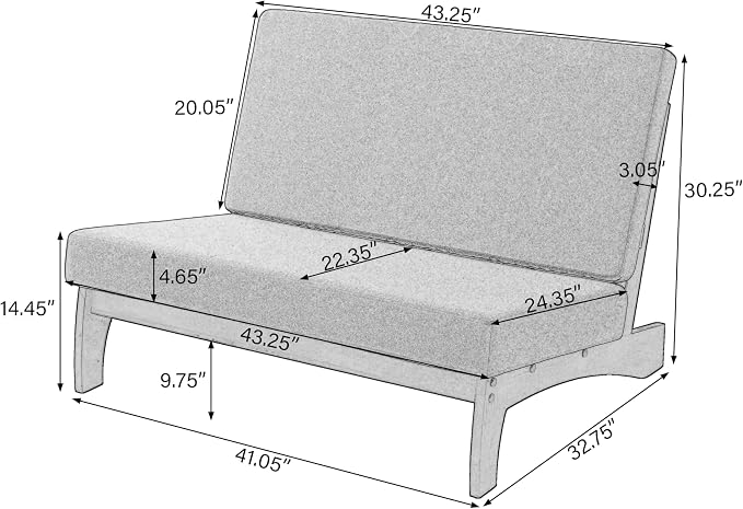 Pia Ricoo 1-Piece Patio Furniture Set, Outdoor Loveseat with 4.5-Inch Thick Cushions, All-Weather Outdoor Sofa for Backyard, Deck, Lawn - Gray