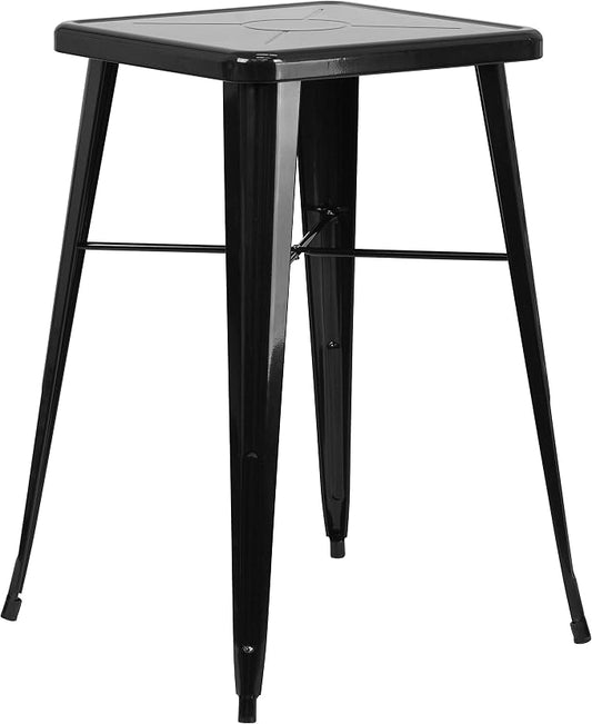 Flash Furniture Aaron Commercial Grade 23.75" Square Black Metal Indoor-Outdoor Bar Height Table