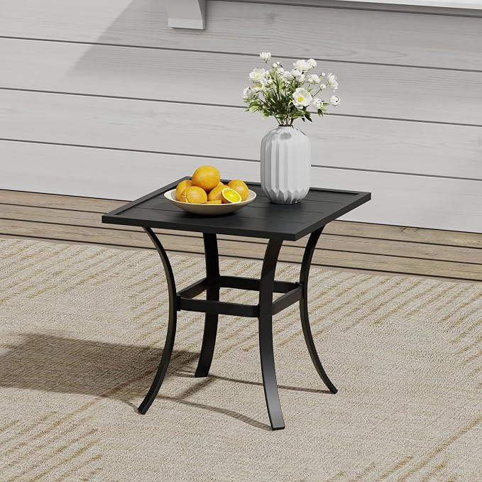 VICLLAX 3 Pieces Small Outdoor Furniture, 2 Patio Swivel Chairs and Small Square Outdoor Table for 2, Dark Charcoal Chairs & Black