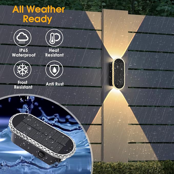 LIANGLOME 8PK Solar Fence Lights Outdoor - Solar Outdoor Light Warm White & RGB Lights for Outside Backyard, Patio, Deck Fence, Stair Handrail, Pool and Wall