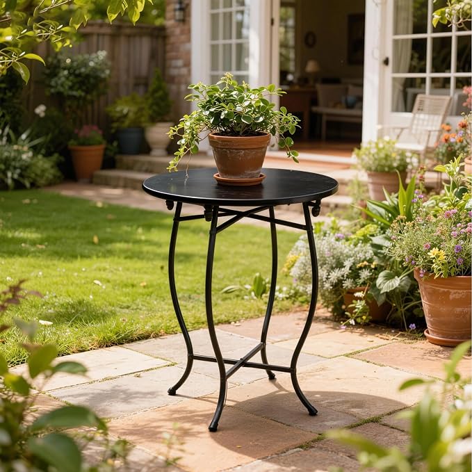 Fashion&cool Patio Side Table, Weather Resistant Metal End Table Side Table for Patio Yard Porch Balcony Garden Bedside, Easy Assemble