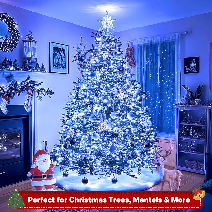 Extra Long 264Ft 800 LED Christmas Lights with Timer, Green Wire Fairy Starry String Lights Plug in, 8 Modes and Memory, forIndoor Outdoor Xmas Tree Wedding Party Decoration,Blue