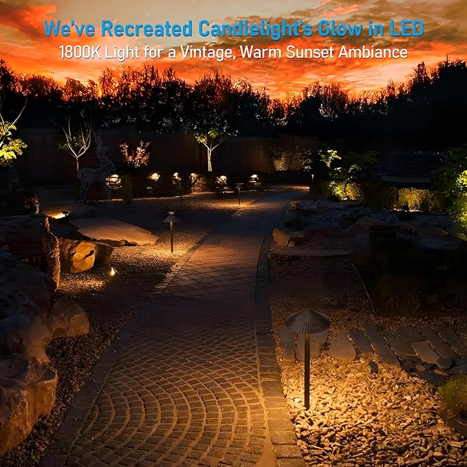 LEONLITE 12-Pack 5CCT LED Low Voltage Landscape Path Lights, 12-24V AC/DC | 3W 120LM, CRI90, ETL Listed, Cast Aluminum, IP65, 1800K/2700K/3000K/4000K/5000K, Wired Pathway Lights, for Yard Lawn