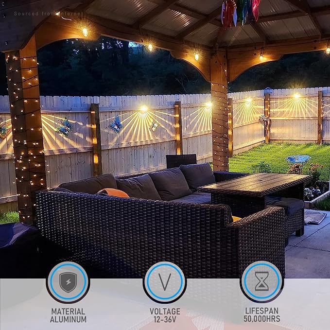 LEONLITE 6-Pack 3000K Unique Rays LED Deck Lights Outdoor Oil Rubbed Bronze | 12V Low Voltage, Landscape Step Railing Fence Light, Warm White, IP65, Landscape Deck Light for Backyard, Aluminum