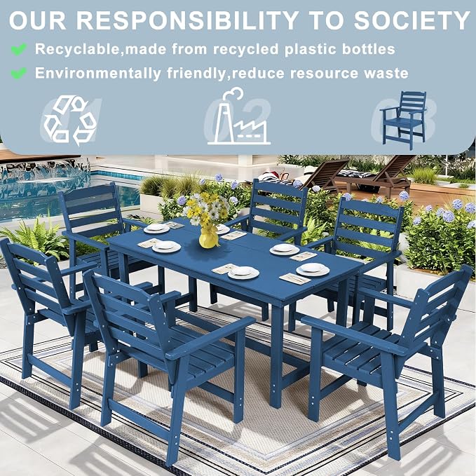 FUNBERRY Outdoor Dining Chairs Set of 4, HDPE Patio Chairs for Outside | Wood-Grain, HDPE All Weather, No Rot or Rust or Crack, UV Fade Shield, 330LBS Weight Capacity, Easy-Clean for Outside