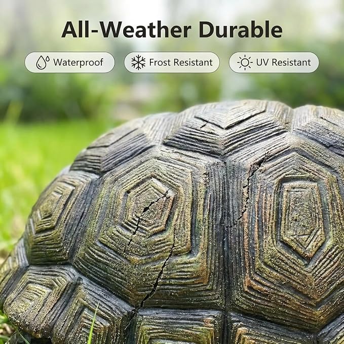 21.3" Large Turtle Garden Statue, Brown 2 | Realistic Resin Tortoise Sculpture, Outdoor Patio, Lawn & Yard Decor, Patio Seat, Simulated Art Piece