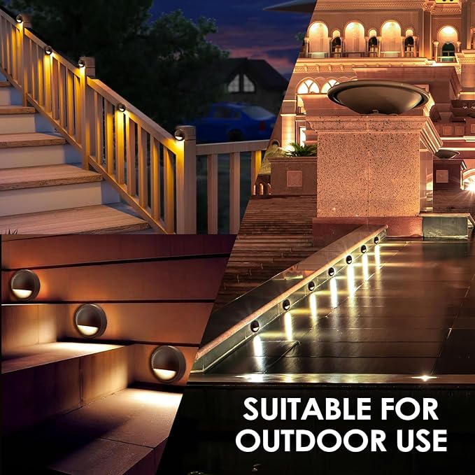 LED Low Voltage Deck Lights Outdoor Waterproof,6-Pack 3CCT Deck Lighting Fixtures Landscape Step,3W,12V-24V AC/DC Die-cast Aluminum Housing Fence Lamp Wired 2700K/3500K/5000K (Brown)