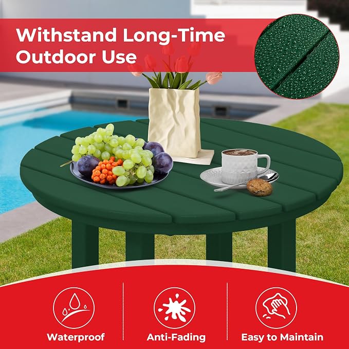 Costaelm Outdoor Bar Table, 37" Counter Height Round Patio Cocktail Bar Table, Patio Bar Table Bistro Dining Table Pub Table for Front Porch Deck, Backyard, Garden, Dark Green