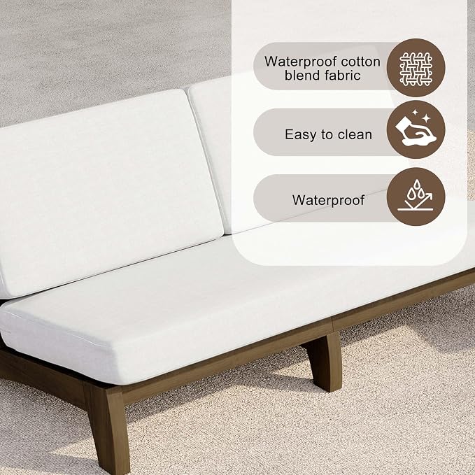 3 Pieces Patio Furniture Sets, All-Weather Outdoor Wood Bistro Set Patio Conversation Coffee Table Chiars and Patio Loveseat for Balcony, Backyard