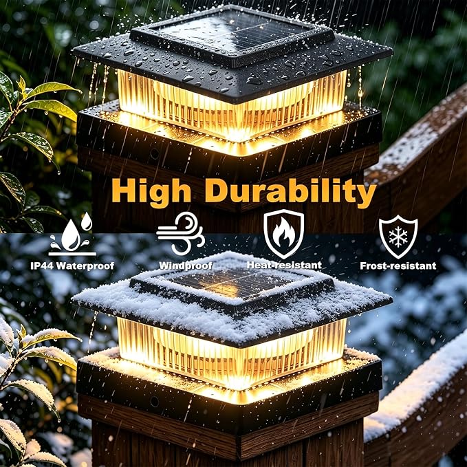 4x4 Solar Post Cap Lights, 13 Lighting Modes Post Solar Lights Outdoor | 8 LED IP44 Waterproof Solar Deck Lights, for 4x4 3.5x3.5 Wood/Vinyl Fence Post