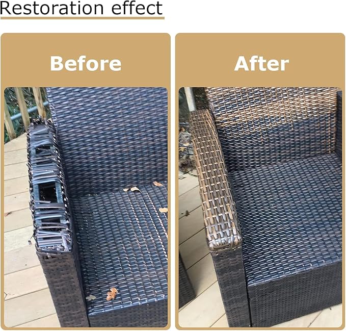 Wicker Repair Material， Flat Synthetic Rattan Weaving Material Plastic Rattan for Knit and Repair Chair Table,Storage Basket,Ect (Coffee Gradient A)