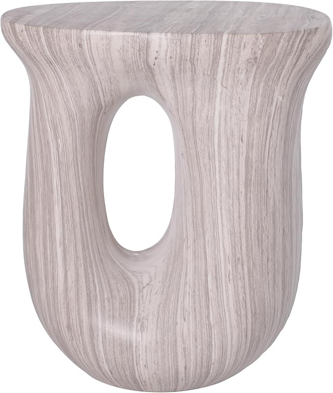 Christopher Knight Home 18.9 Inch Modern U Shaped Accent Table, Sculptural MGO Stone Look Side Table for Indoor Outdoor Garden Balcony Living Room Entryway Bedroom